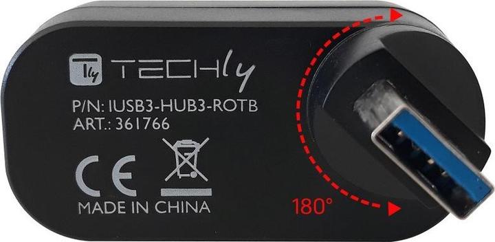 Immagine prodotto Techly Mini Hub rotante con 3 USB 3.0 (USB-C, 3 Porti)