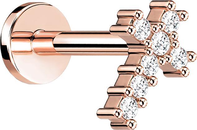 Actual product image Star Piercing Micro Labret internal thread rose gold cross with crystal (Surgical steel 316L, Brass)