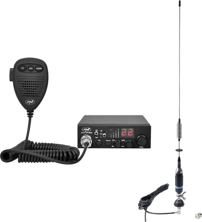 Actual product image PNI CB Escort HP 8000L ASQ radio package + S75 CB antenna with cable and fixed bracket