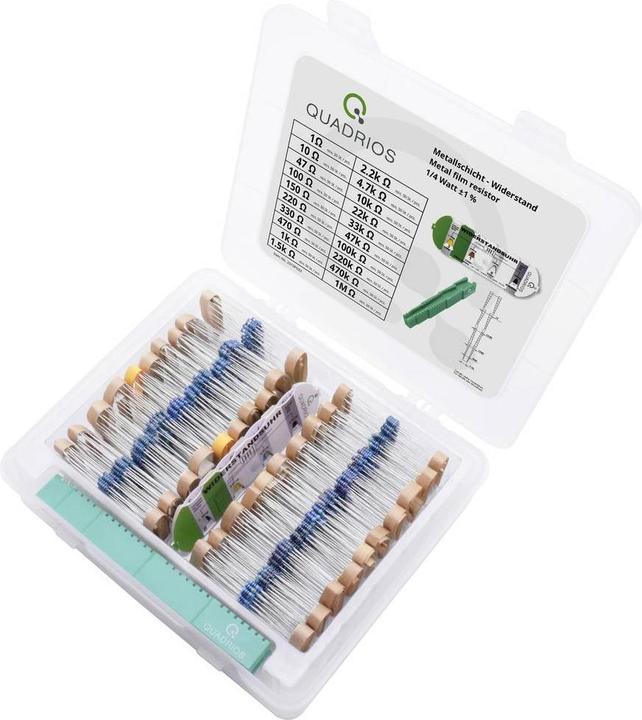 Image du produit Quadrios Résistance à couche métallique assortiment 1/4W, ±1% avec accessoires, 1002 pcs