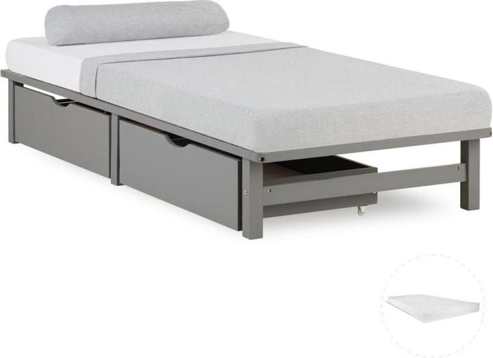 Produktbild Homestyle4u Palettenbett mit Bettkästen & Matratze (90 x 200 cm)