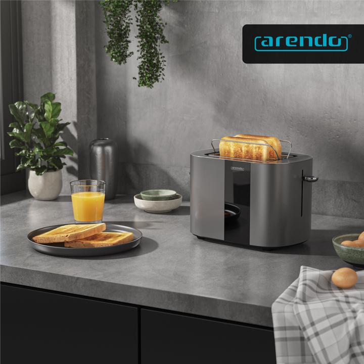 Produktbild Arendo Toaster Edelstahl 2 Scheiben Kurzschlitz, Restzeit & Bräunungsgradanzeige, Touch Display, 800 W (EU-Stecker)