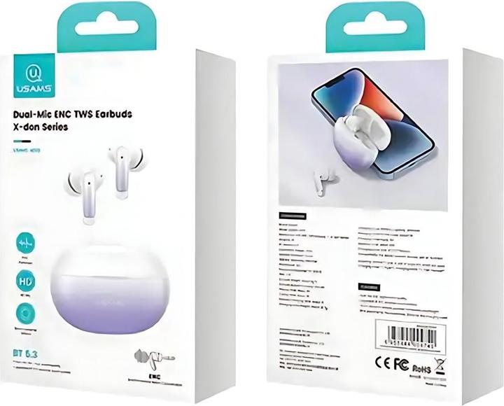 Actual product image Usams US-XD19 Dual-mic ENC TWS Earbuds --X-don Series BT5.3 (Wireless)