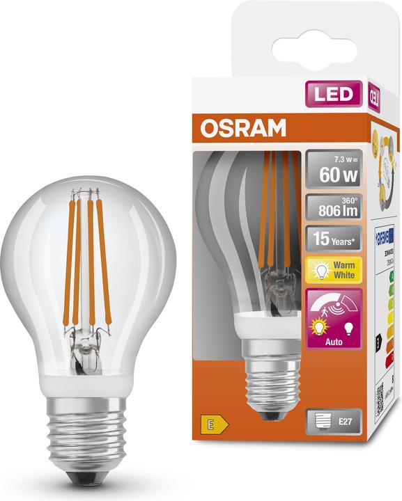 Produktbild Osram Led Motion Sensor Classic A Filament (E27, 7.30 W, 806 lm, 1 x, E)