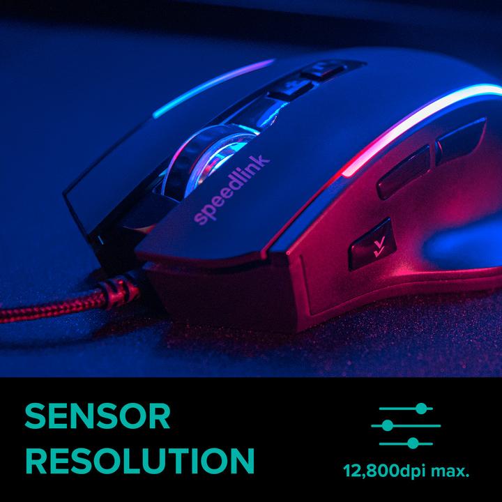 Actual product image Speedlink DECUS NX RGB Gaming Mouse, rubber-black (Cable)