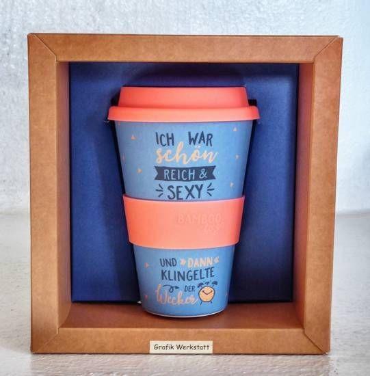 Actual product image Bamboo to go drinking cup I was beautiful, rich and sexy - and then the alarm clock rang!