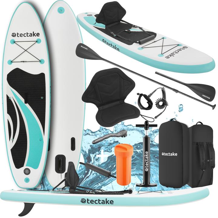 tectake Planche de stand-up paddle Zenon, 2 en 1, gonflable, kit complet