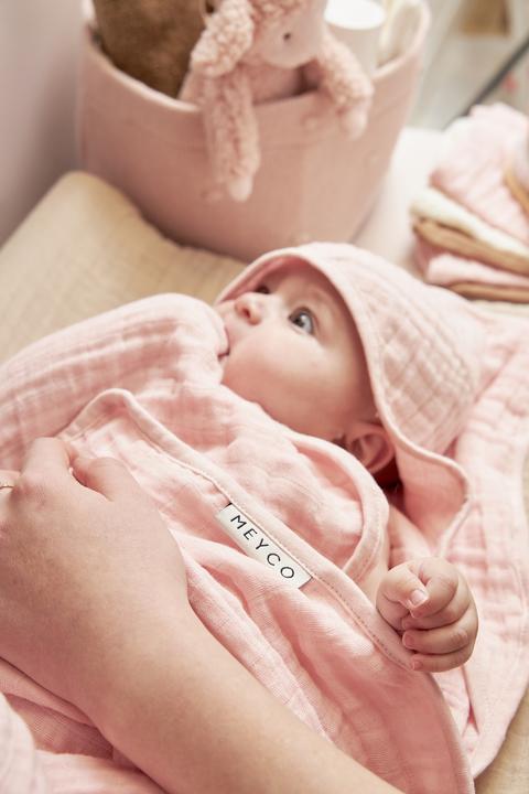 Produktbild Meyco MUSSELIN KAPUZENTUCH - SOFT PINK - 80X80CM