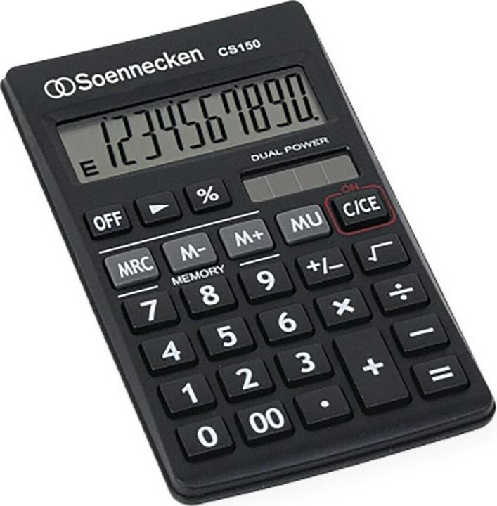 Produktbild Soennecken Taschenrechner CS150 Ausführung des Displayanzeige-Umfangs: 1 Farbe: schwarz (Solarzellen)