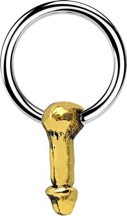 Produktbild Star Piercing Micro Closure Ring silber Penis vergoldet (Chirurgenstahl 316L, Messing)