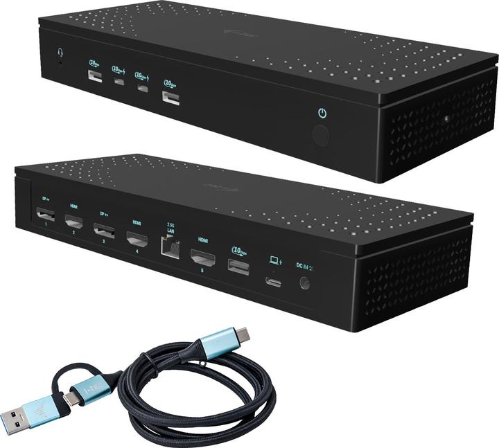 Actual product image i-tec Universal 5x 4K Display DS 5x 4K 2x DP 3x HDMI 1x 2.5GLAN 2x USB-C Gen.2 3x USB 3.2 Gen.2 1x A (USB-C, 10 Ports)