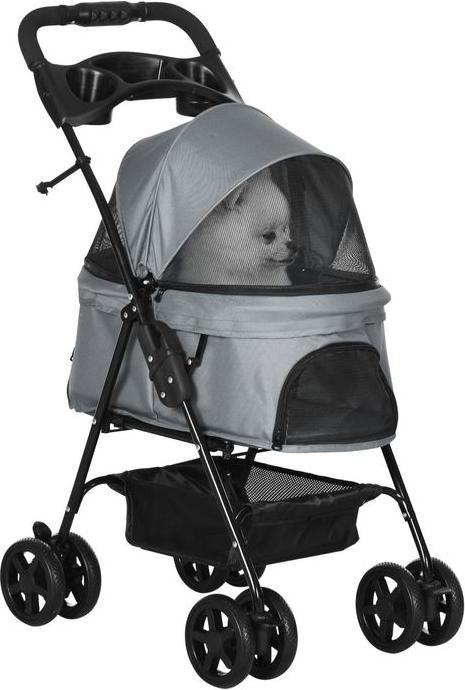 Image du produit Swisshandel24 Poussette pour chien Poussette pour chien pliable Gris Oxford 67 x 45 x 96 cm (Chien, Pliable)