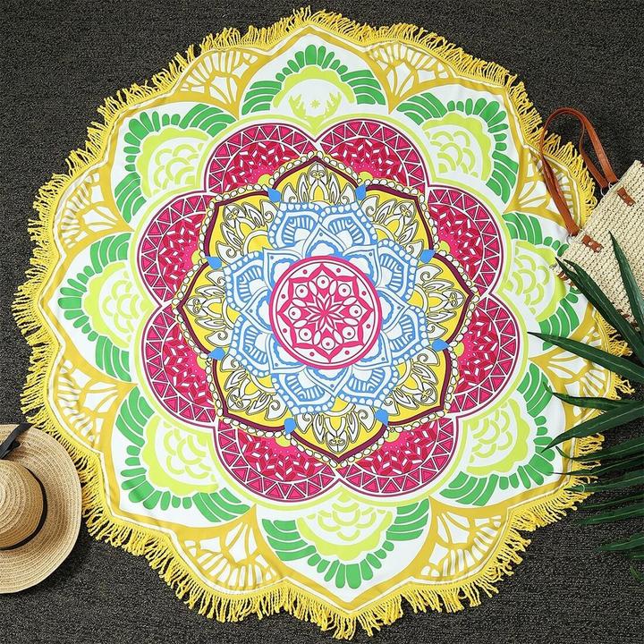 Actual product image Cover-Discount Round beach towel Mandala yellow (150 cm)