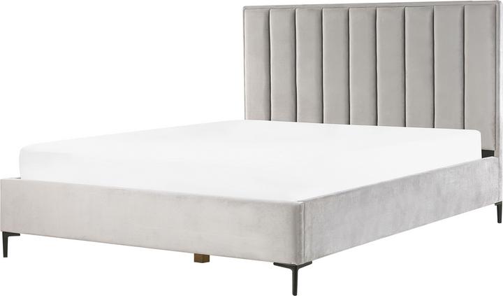 Image du produit Beliani Lit rembourré tissu velours gris avec sommier relevable 180 x 200 cm SEZANNE (180 x 200 cm)