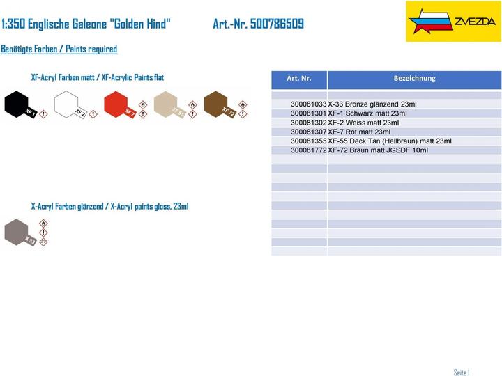 Produktbild Tamiya 1:350 Englische Galeone Golden Hind