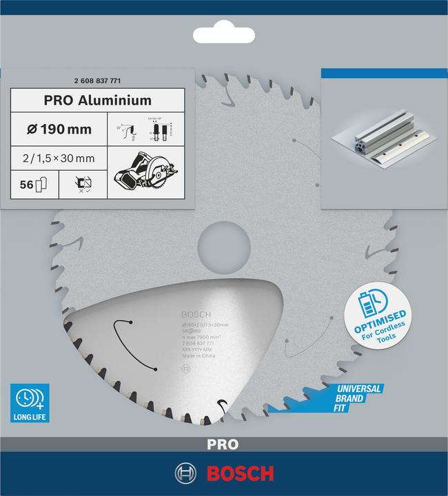 Image du produit Bosch Professional Zubehör Lame de scie circulaire PRO Aluminium cordless, 190 x 2 x 30 mm