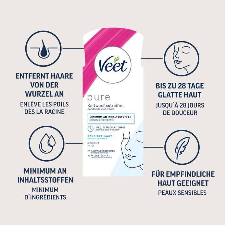 Produktbild Veet Expert Kaltwachsstreifen Gesicht (20 x, 27 g)