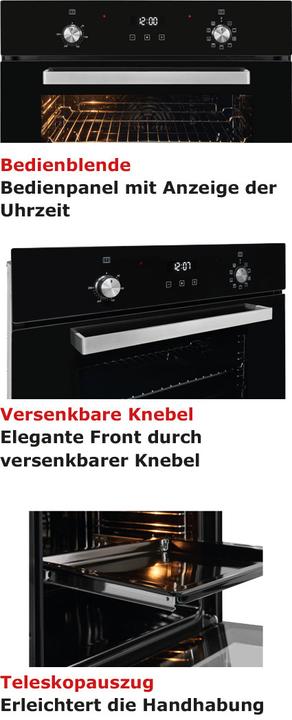 Image du produit Exquisit EBE76-9-H-020 schwarz, four à encastrer