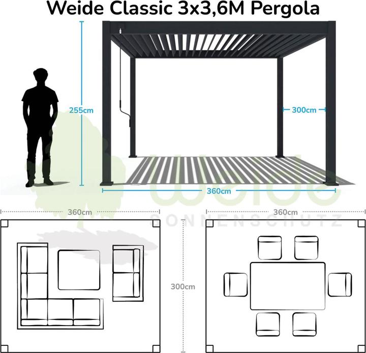 Actual product image Weide Pergola Classic (300 cm, 360 cm)