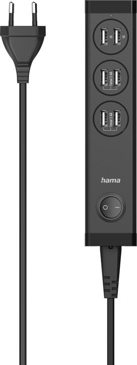 Hama Chargeur multiple USB, 6 ports USB-A pour tablettes et smartphones, 34W (34 W)