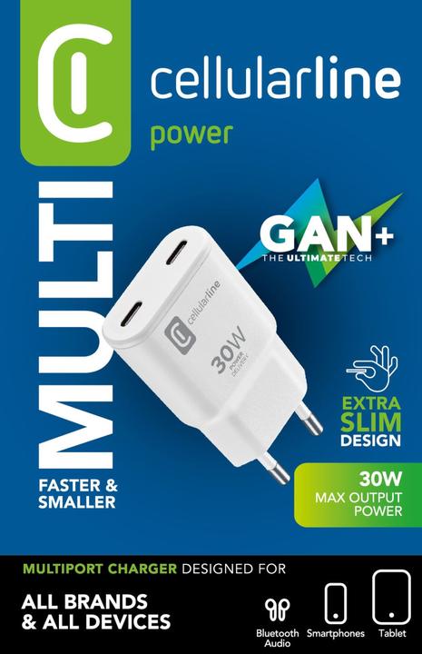 Produktbild Cellularline USB-C Duo GaN Reiselader 30W (30 W)