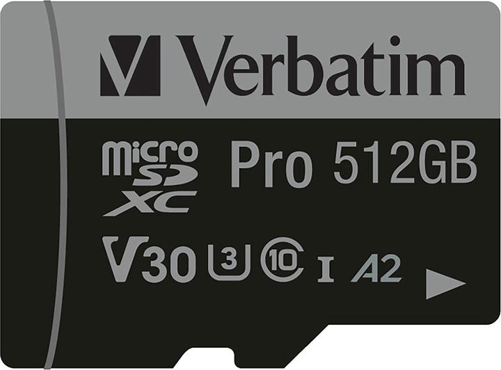 Actual product image Verbatim Pro (512 GB, microSDXC, U3, UHS-I)