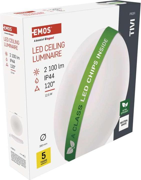 Immagine prodotto Emos Plafoniera LED TIVI, bianca rotonda 12,5W, IP44, bianco neutro (2100 lm)