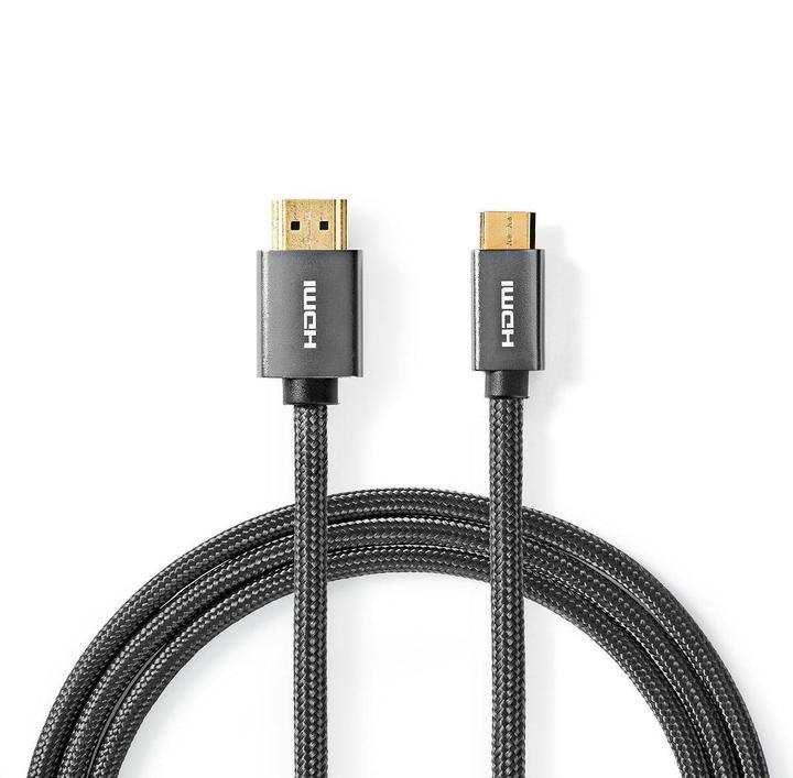 Nedis High Speed??HDMI T Cable with Ethernet HDMIT Male HDMIT Mini Male 4K@60Hz 18 Gbps 2.00 m (2 m, HDMI)