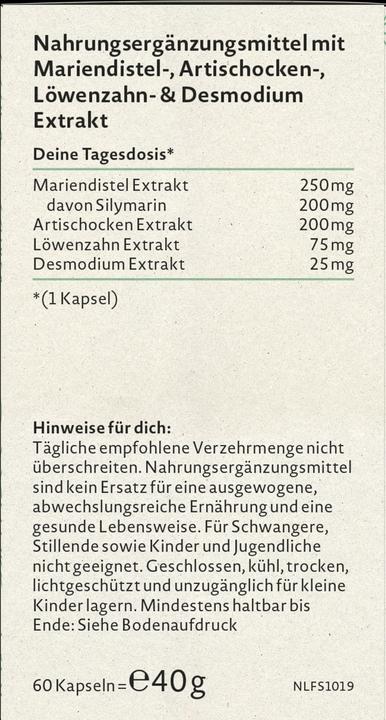 Nährwerte und Zutaten Nature Love Mariendistel Komplex (60 Stück, Kapseln, 40 g)