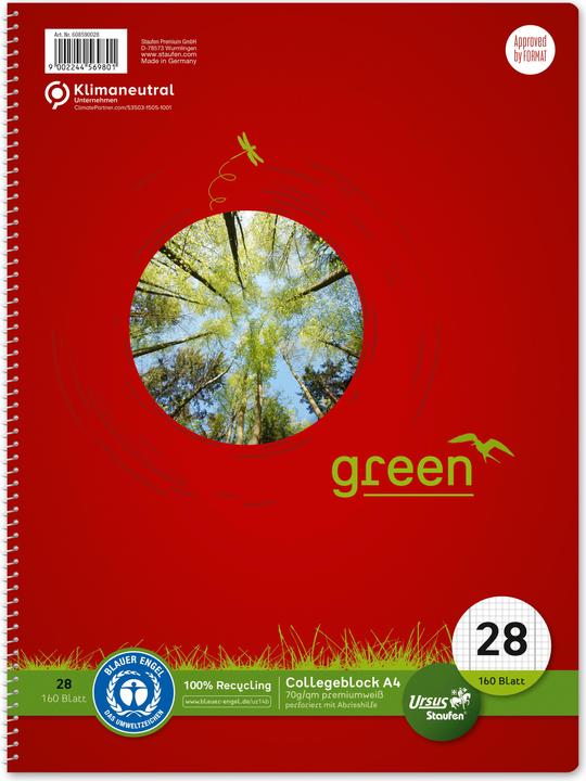 Ursus Collegeblöcke Recycling (A4, Kariert)