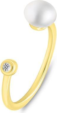Brilio Silver - Delicate gold plated ring with real pearl RI103Y - Circuit: 55 mm (55)