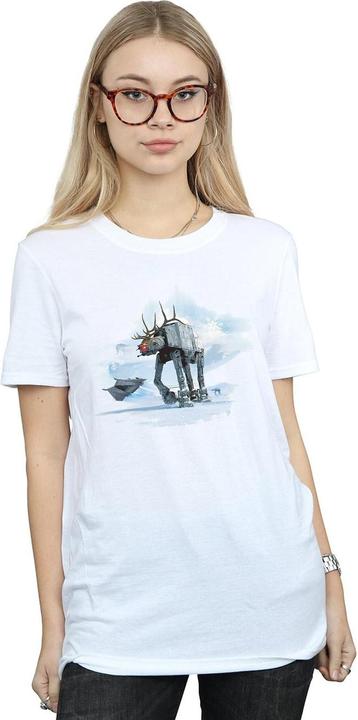Actual product image Star Wars Womens/Ladies Christmas AT-AT Reindeer Cotton Boyfriend T-Shirt (S)