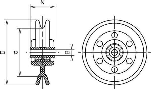 Actual product image Etter Wire rope pulleys 74/50
