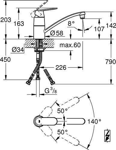Produktbild Grohe Niederdruckarmatur Eurosmart Cosmopolitan chrom glnzend 31179000