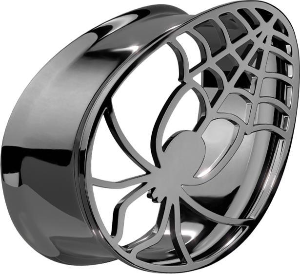 Produktbild Star Piercing Flared Tunnel schwarz Tropfen Spinnennetz mit Spinne (ohne Messing, Chirurgenstahl 316L)