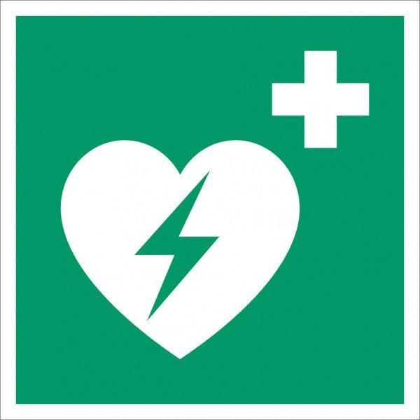 Everglow Rettungszeichen Aufkleber Defibrillator nach ASR A1.3 15x15cm