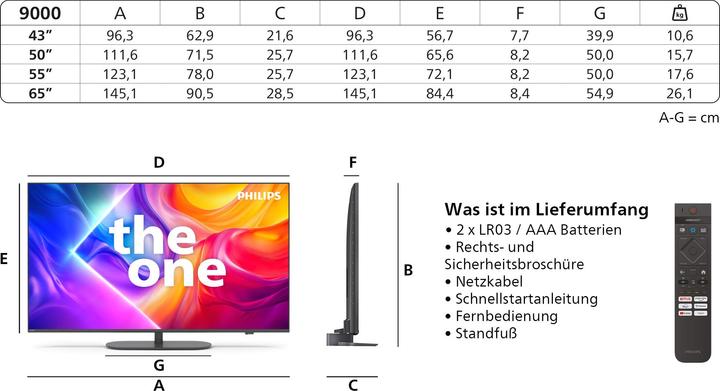 Immagine prodotto Philips 43PUS9000/12 (43", PUS9000, QLED, 4K, 2025)