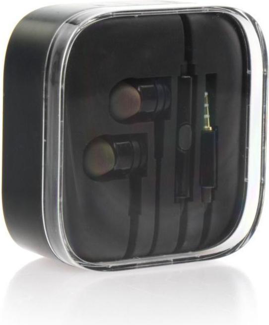 Actual product image Partner Telecom Wired headphones OEM Wire earphones Jack 3,5 mm with microphone Mi metal box black