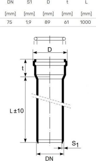 Actual product image Magnaplast HT-PP SOCKET PIPE 75, 1M BAL