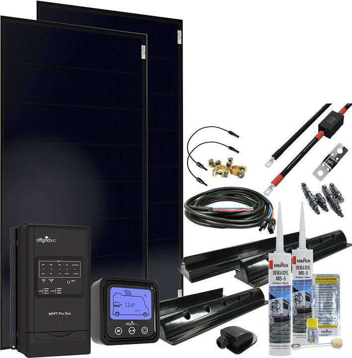 Offgridtec ® MobileBlack L 310W Sistema solare per camper 30A MPPT DUO Regolatore di carica OLP PERC Modulo (300 W)