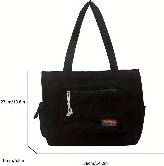 Immagine prodotto Only-Bags.Store Semplice borsa a tracolla in velluto a coste, tote bag multitasche, borsa alla moda per la scuola