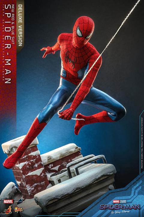 Actual product image Hot Toys Spider-Man: No Way Home figurine Movie Masterpiece 1/6 Spider-Man (New Red and Blue Suit) (Deluxe Ve