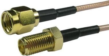 Image du produit Rs Pro Câble coaxial SMA inversé confectionné, 50 Ω, 5m, RP-SMA / RP-SMA B alignement, droit, noir (Câble d'antenne)