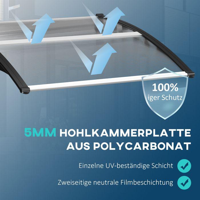 Image du produit Swisshandel24 Auvent pour porte d'entrée 103x96,5x27cm avec protection UV, protection contre la pluie et le