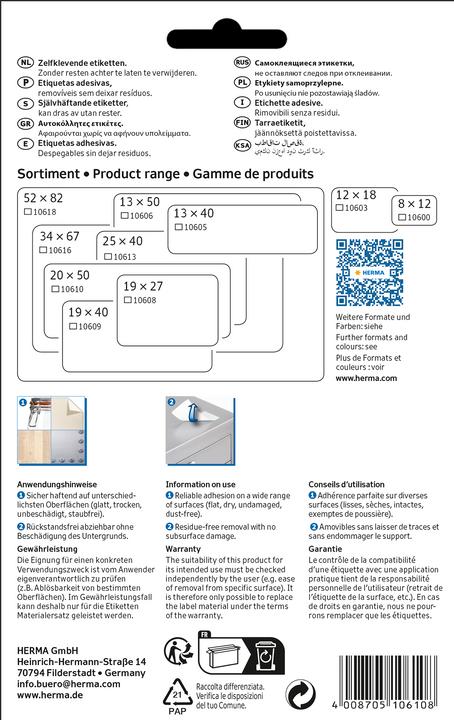 Actual product image HERMA Removable multi-purpose labels