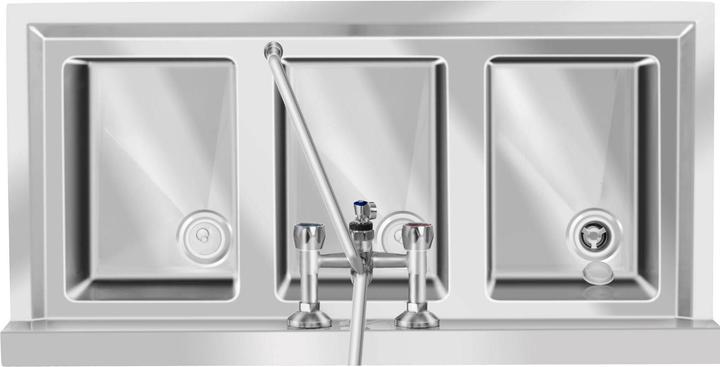 Image du produit Royal Catering Evier professionnel – 3 Bacs – 100 x 50 x 97 cm (Éviers à poser, 25 cm, 100 cm)