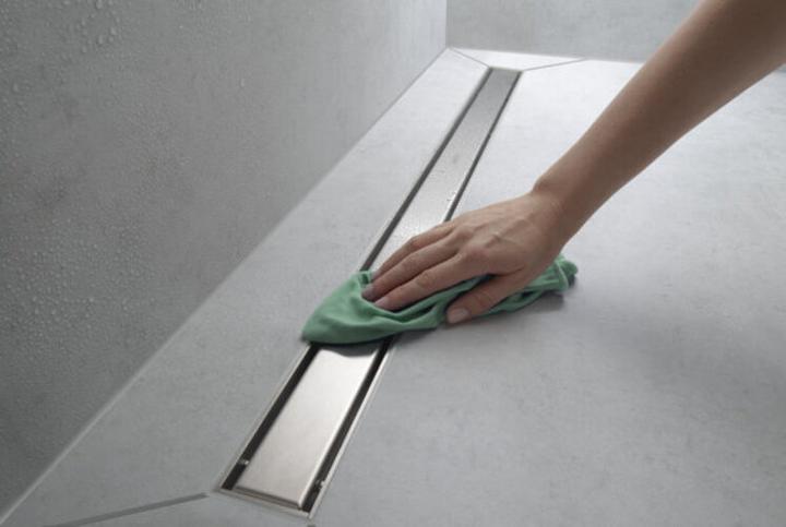 Actual product image hansgrohe RainDrain Match finished set shower channel 800 with height-adjustable frame (brushed stainless (800 mm)