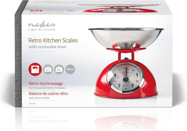 Actual product image Nedis Kitchen Scale Retro Ana Logo Metal Red, KASC110RD