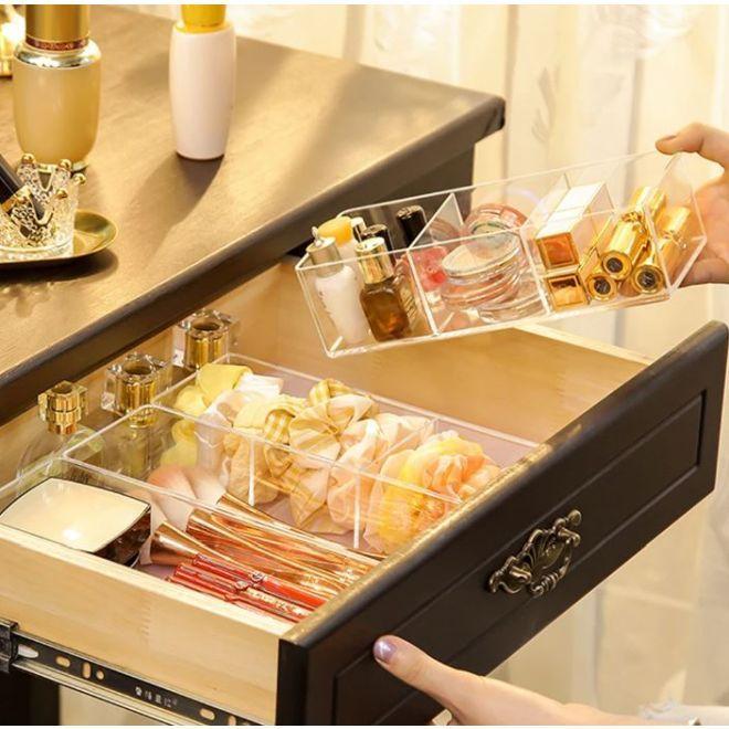 Image du produit MU Style Organiseur de maquillage en acrylique avec 3 compartiments