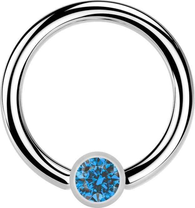 Produktbild Star Piercing Ball Closure Ring silber und Kristall hellblau (Chirurgenstahl 316L, ohne Messing)